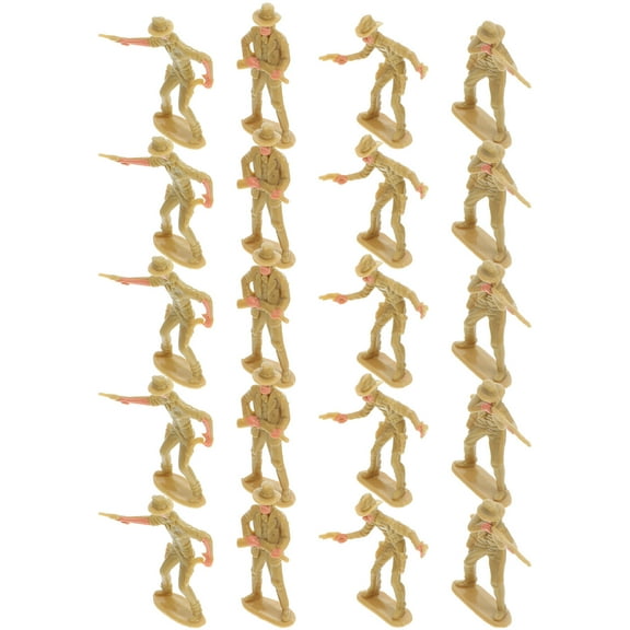 FRCOLOR 20 Pcs Cowboy Party Favors Miniature Character Toys 5.00X5.00X1.00CM Light Brown