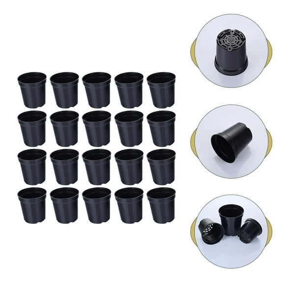FRCOLOR 20 Pcs Germination Planter Plastic Flower Pot Plant Nursery Pots 9X9X7.5CM Black