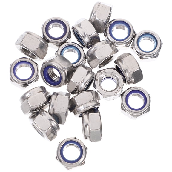 LABSERRON 20Pcs 304 Stainless Steel Lock Nuts with Nylon Collar for Automotive Use in Plated Silver