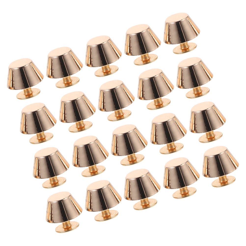 FRCOLOR  20 Pcs Metal Feet for Purse Bottom Rivet Studs Screw Back Man Golden
