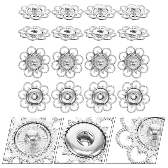 WASHWEPE Buttons For Clothes Silver Alloy 20Pcs Press Buttons For Sewing Durable