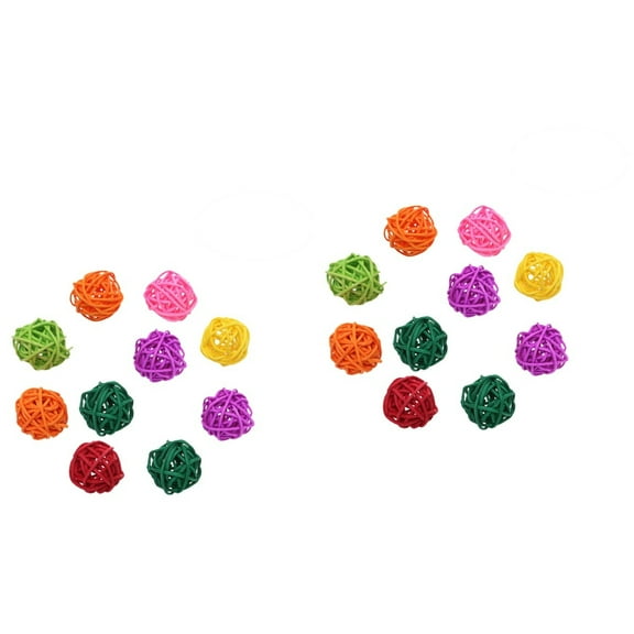FRCOLOR 20 Pcs  Willow Branch Ball Rattan Balls Bird Parrot Chew Toys Bird Cage Hanging Ornament for Small Animals (Random Color)