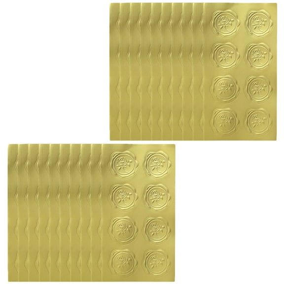 FRCOLOR 20 Sheets Letter Supply Seal Envelope Embossed Rose Labels Golden