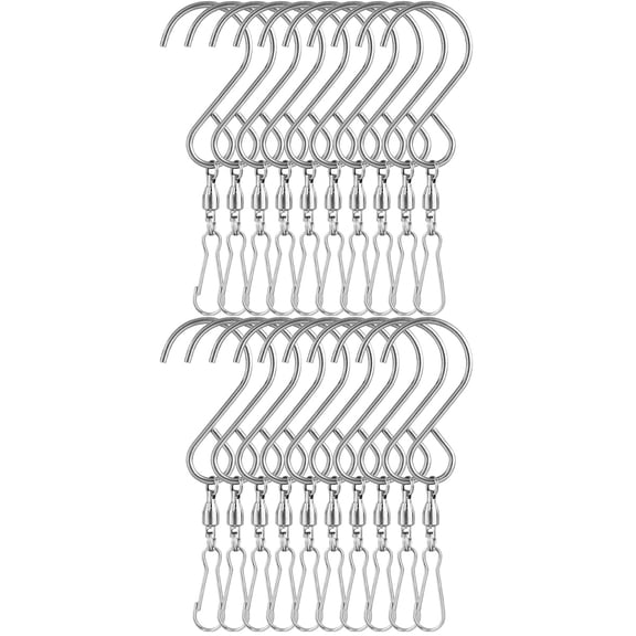 WRISTBIQUE S-Shaped Swivel Hooks Plated Silver for Home Decor Rotating Hanging