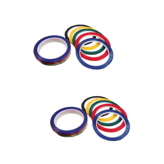 FRCOLOR 20 pcs 5S Desktop Positioning Tape 3mm x 50M Desktop Whiteboard Scribe Seamless Warning Segment Tape Color Marking Line (Black/Blue/Green/Yellow/Red Each 2pcs)