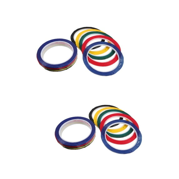 FRCOLOR 20 pcs 5S Desktop Positioning Tape 3mm x 50M Desktop Whiteboard Scribe Seamless Warning Segment Tape Color Marking Line (Black/Blue/Green/Yellow/Red Each 2pcs)