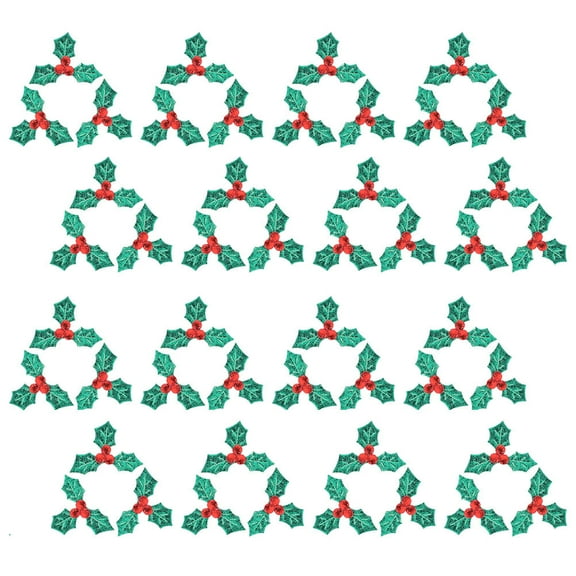 FRCOLOR Christmas Decorative Holly Leaves Patches with Red Berries for Party DIY Craft Cloth Assorted Color 200pcs
