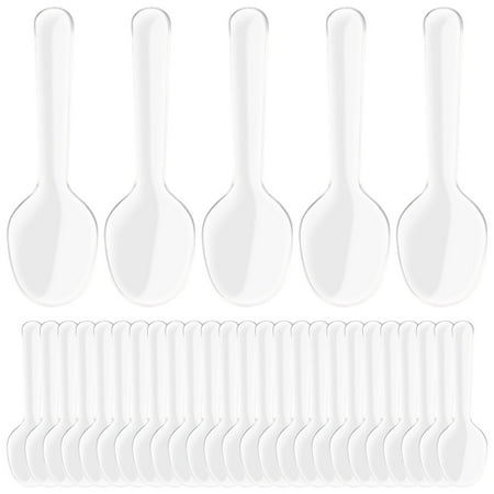 FRCOLOR 200 Pcs Clear Plastic Spoons Disposable Flatware Spoons for Jelly Ice Cream Cake Dessert Appetizer