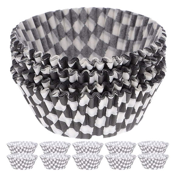 FRCOLOR 200 Pcs Cupcake Liners Checkered Cake Tray 7.50X7.50X3.00CM