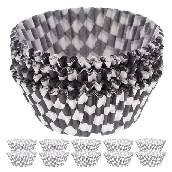FRCOLOR 200 Pcs Cupcake Liners Checkered Cake Tray 7.50X7.50X3.00CM