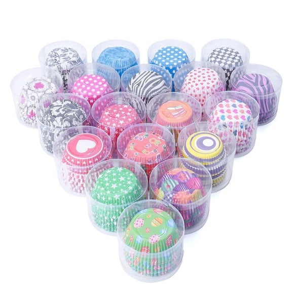 FRCOLOR 200Pcs Paper Muffin Cup Liner Cake Cupcake Baking Wrapper Birthday Wedding Party Favors Supplies (Random Pattern)