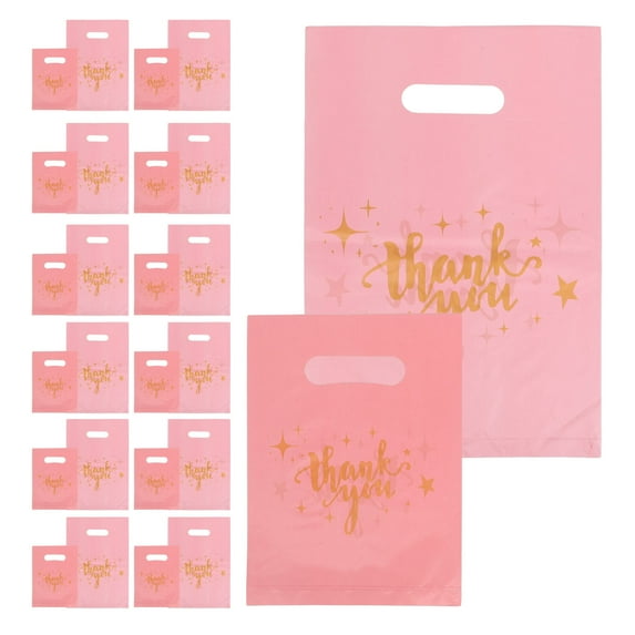 FRCOLOR 200pcs Thank You Bags Plastic Shopping Bags With Handles For Retail Packaging Small Business Boutique Party Favors