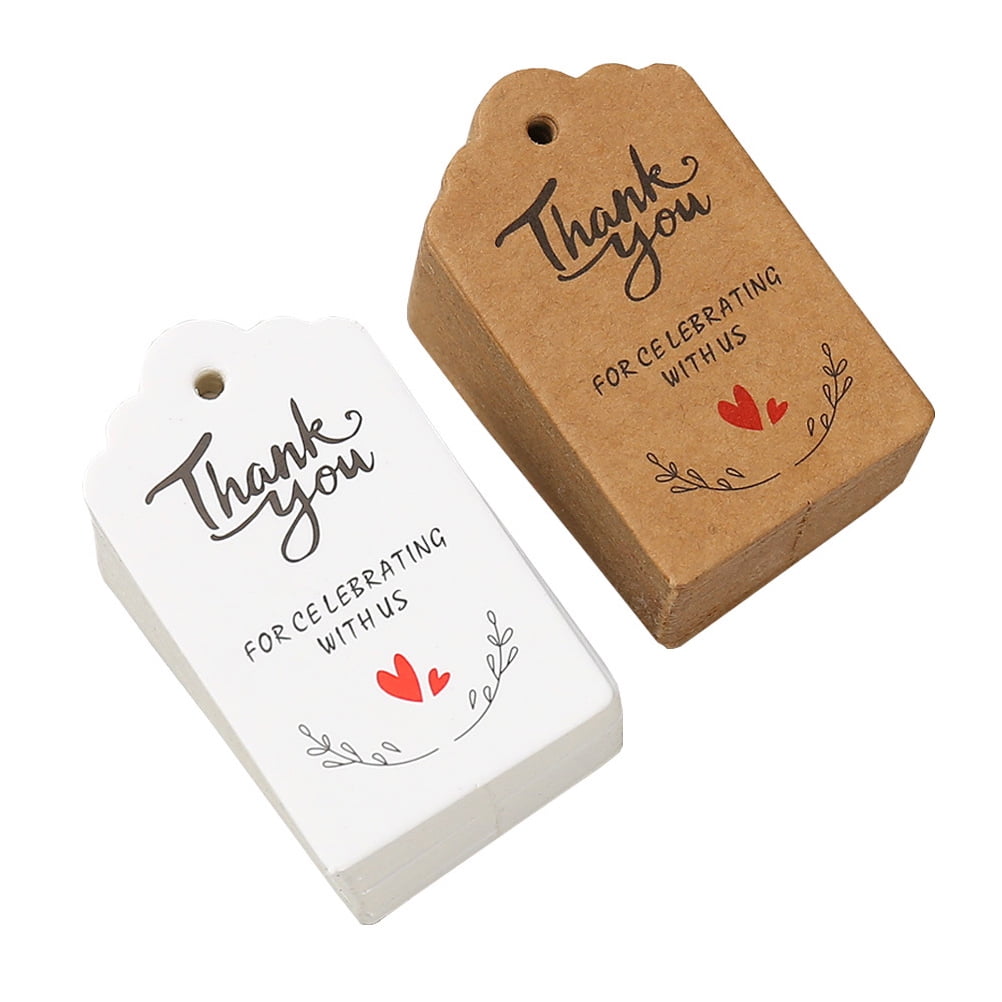 FRCOLOR 200pcs Thank You Tags Decorative Gift Tags Wedding Goodies Tags