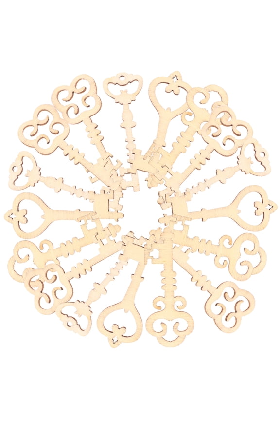 20 Pcs Unfinished Wood Keychain Handmade Craft Golden Wooden Keys For Decorations Art Craft Accessories