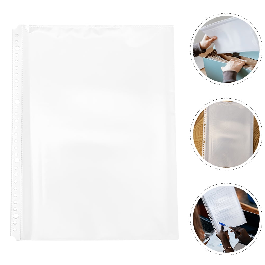 FRCOLOR 20pcs A4 Punched Pocket Clear Document Folder Inserts ...