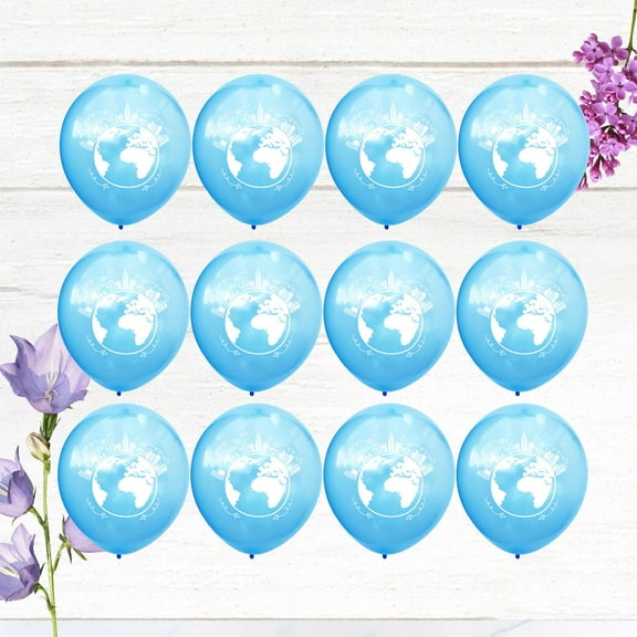 FRCOLOR 20Pcs Sky Blue Latex Balloons World Map Party Decorations for Birthday Wall Door Window Hanging