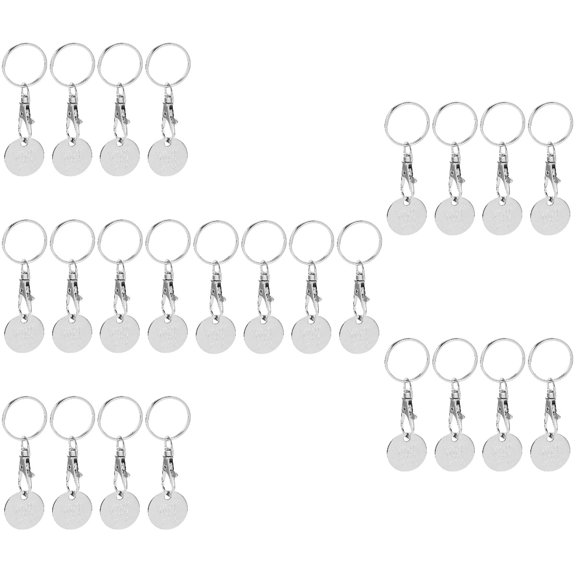 FRCOLOR pcs Grocery Cart Token Stainless Steel Trolley Token Keychain Trolley Token Keyring for Shopping