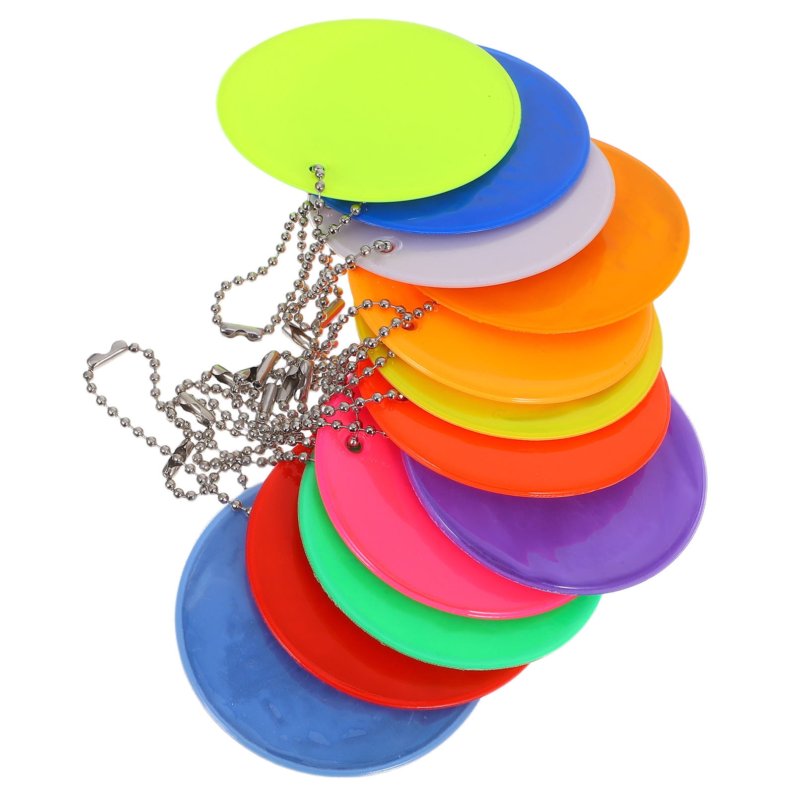 FRCOLOR 24pcs Reflective Pendant Keychain for Backpacks Reflective Safety Tag for Night Running and Cycling Lightweight Reflector Keyring for Increased Visibility and Safety