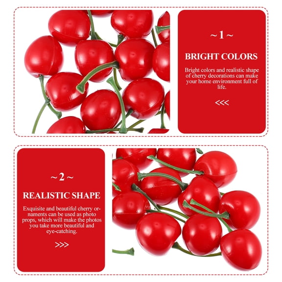 FRCOLOR 25 Pcs Artificial Cherries Red Simulated Fake Fruit for Home Decor, Kitchen, Party, and Room Decoration