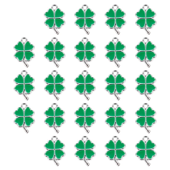 FRCOLOR 25pcs Green Enamel Shamrock Charms for Jewelry Making . Patrick's Day Decor