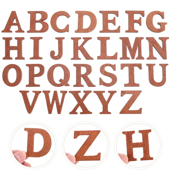 KAKOWELY Wooden Letters Decors Coffee For Kids Diy Crafts Porch Decorations 26Pcs 0.2X1.7X1.7In