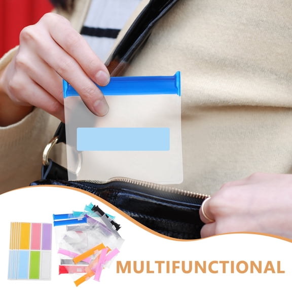 FRCOLOR 27 Pcs Pill Pouch Bags Zippered Pouch Set Reusable Baggie Clear Plastic Self Sealing Travel Medicine Organizer Storage Pouches With Sheets Labels For Pills And Small Items