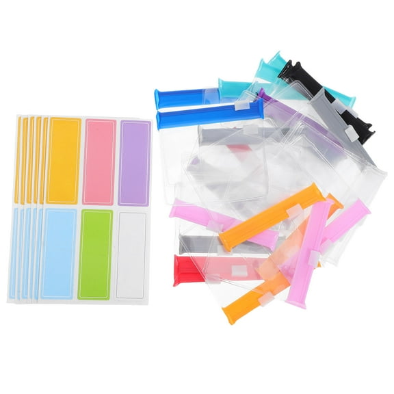 FRCOLOR 27 Pcs Pill Pouch Bags Zippered Pouch Set Reusable Baggie Clear Plastic Self Sealing Travel Medicine Organizer Storage Pouches With Sheets Labels For Pills And Small Items