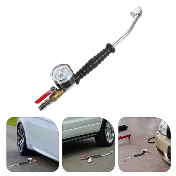 FRCOLOR 2PCS Air Compressor Tire Gauge with Handle Fast and Easy Inflation for Car Tires Compact and Durable Tire Pressure Gauge Tire Inflator Tool