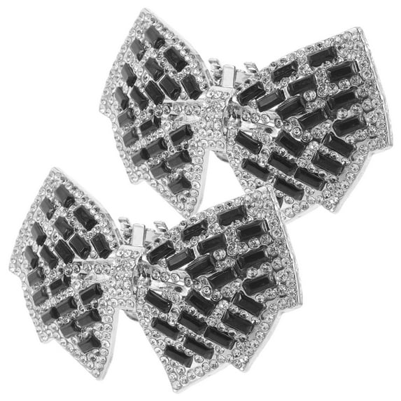 2PCS Black Wedding Shoe Clips with Crystal Glass for DIY High Heels Decoration