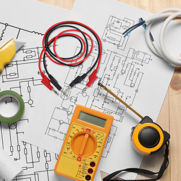 FRCOLOR 2PCS Stackable Electrical Test Cable Wire Banana Plug to Banana Plug Test Leads Electrical Test Cable Wire Electrical Testing Leads 4mm