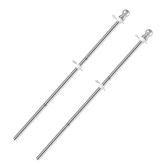 LABSERRON Residential Extendable Flagpoles 2-Pack Stainless Steel Outdoor Poles for Yard and Garden