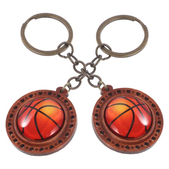LABSERRON Brown Metal Basketball Keychain for Decor Unique Chic Design Multifunctional Accessory Size 2Pcs