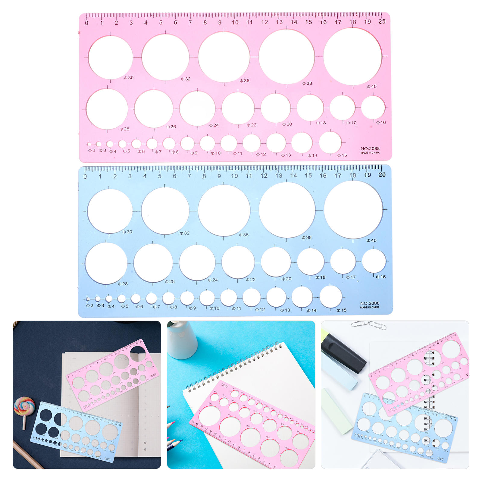 FRCOLOR 2Pcs Circle Stencil Template Drawing Tools Geometric Ruler for ...