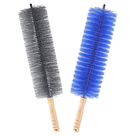 FRCOLOR 2Pcs Cobweb Duster Bendable Fan Duster Plastic Dust Cleaner Microfiber Head Ceiling Brush Reusable Remover For Fan Air Conditioning Home Car Vents Fan Shutters Grey Blue
