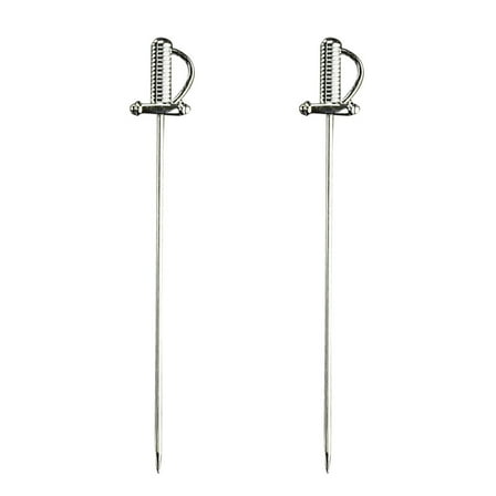 FRCOLOR 2Pcs Decorative Cocktail Sticks Fruit Picks Stainless Steel Swizzle Stick Party Supplies for Hotel KTV Bar (Sword)