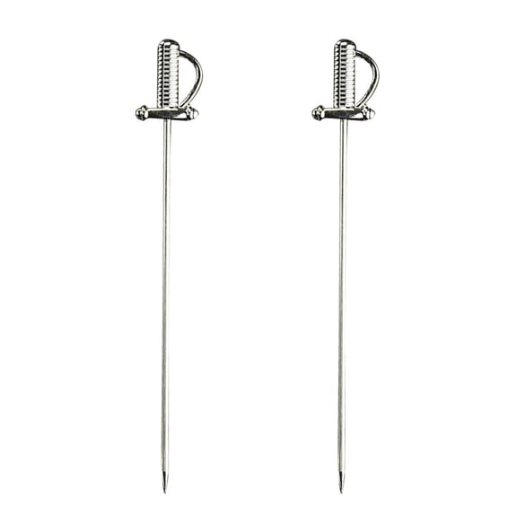 FRCOLOR 2Pcs Decorative Cocktail Sticks Fruit Picks Stainless Steel Swizzle Stick Party Supplies for Hotel KTV Bar (Sword)