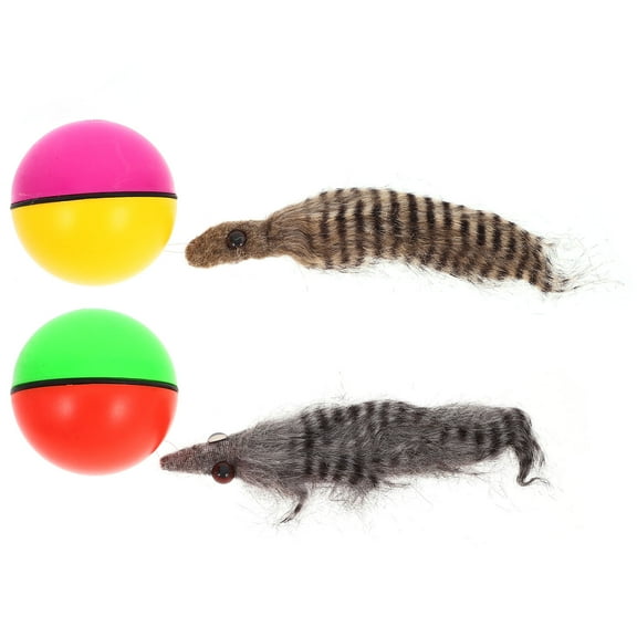 FRCOLOR 2Pcs Electric Weasel Toy Rolling Ball Water Mouse for Cat Puppy Dog Random Color Without Battery