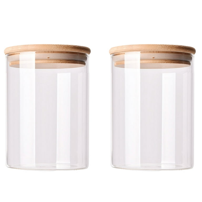 Prettidecor Large Glass Storage Jar 60 fl oz Glass Food Storage Containers with Bamboo Lid Kitchen Containers Cereal Canisters Decorative Jar for Cand