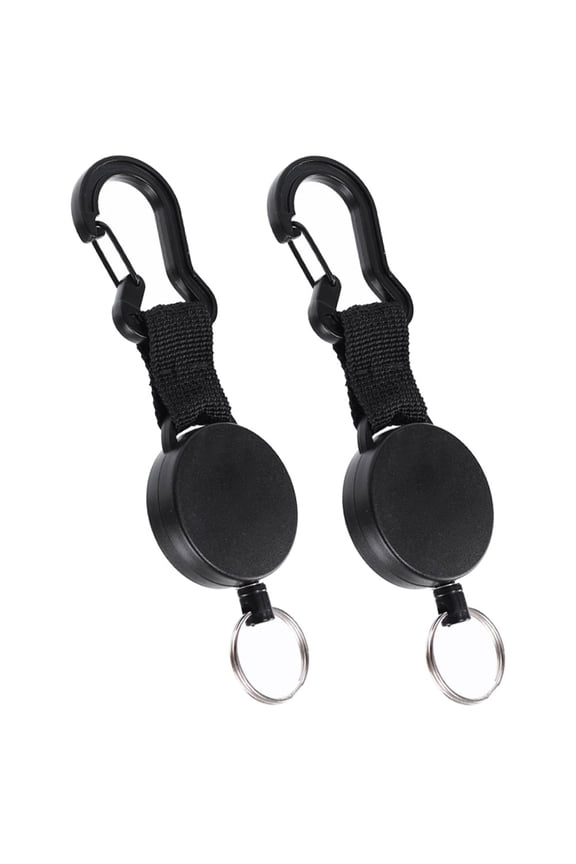 Outdoor Keychain Anti Lost Black 2Pcs 5.6X1.9X0.4In
