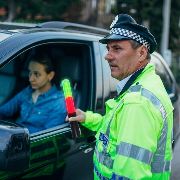 FRCOLOR 2pcs Red Flashlight LED Traffic Control Wands for Airport Parking Directing Night Signal Light