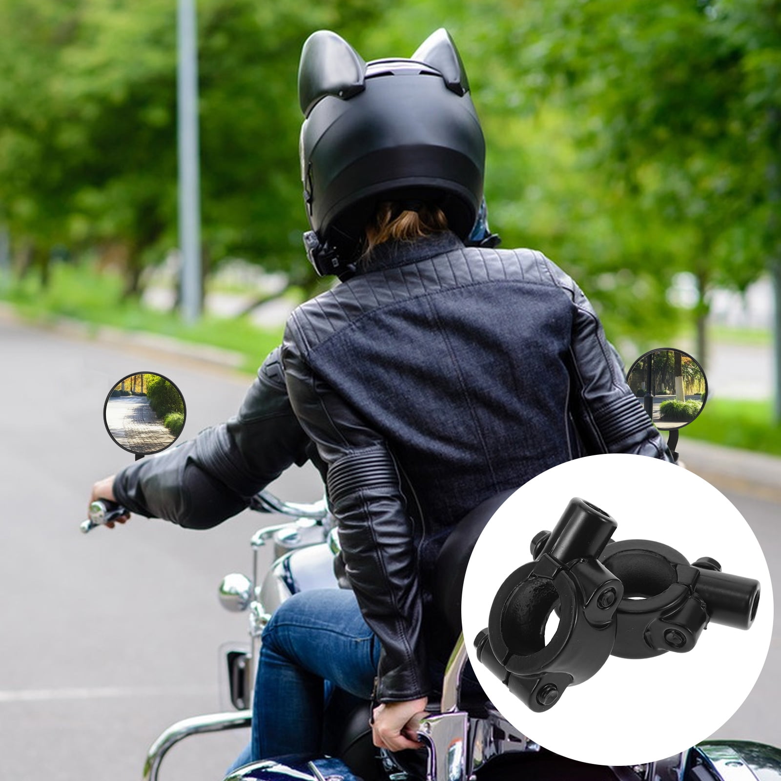 FRCOLOR 2Pcs Metal Mirror Holder Clips for ATV and Off-road Vehicles Black Metal