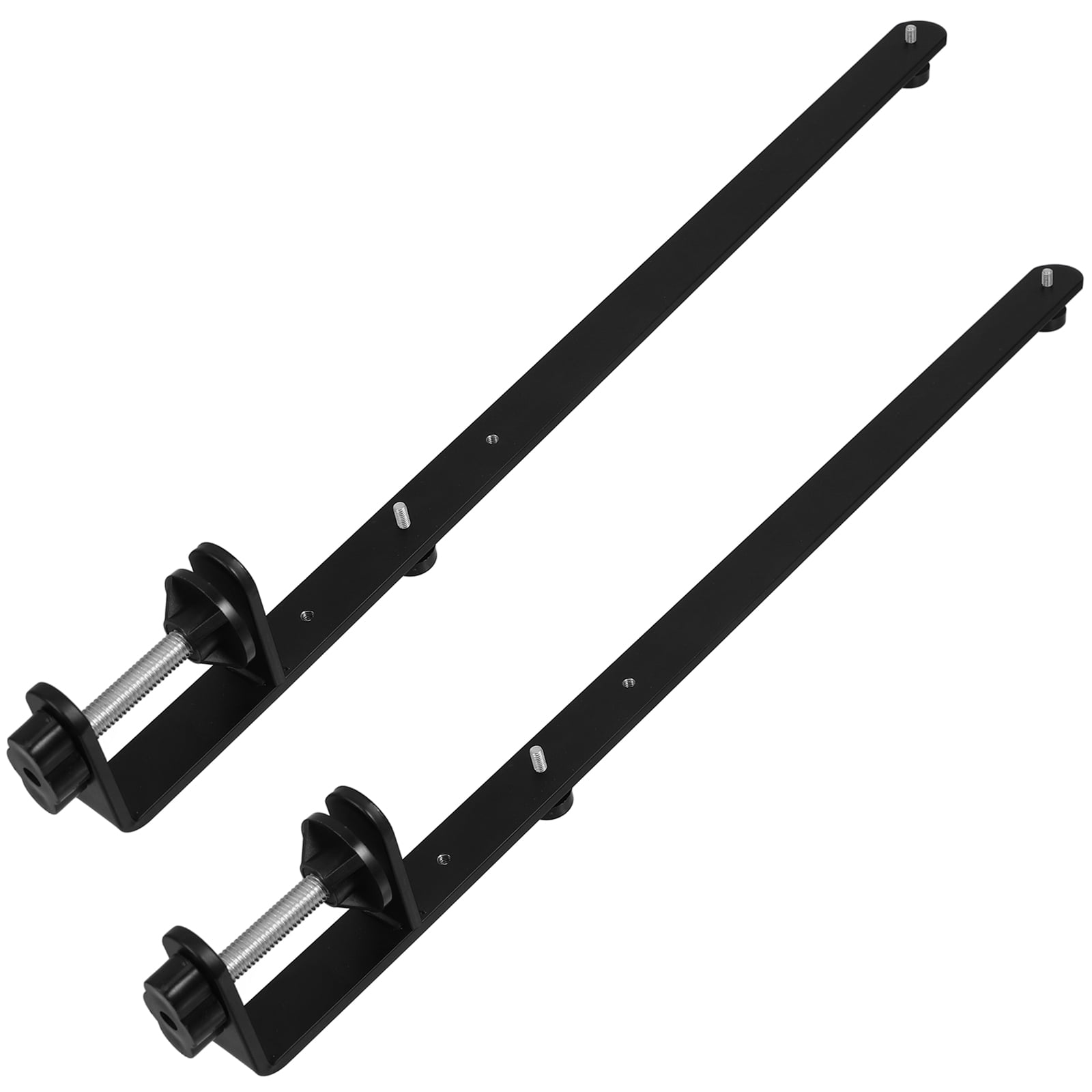 FRCOLOR 2Pcs  Over the Table Rod Stand Folding Shelf Bracket Adjustable Desk Stand Clamps for Pegboards Shelves and Workbenches Black