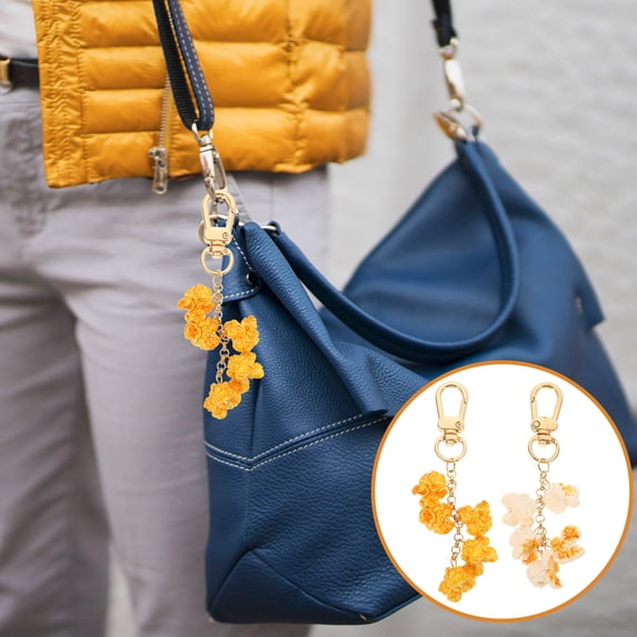 FRCOLOR 2Pcs Popcorn Shape Metal Keychain Pendant for Women Men Everyday Use Gift Giving