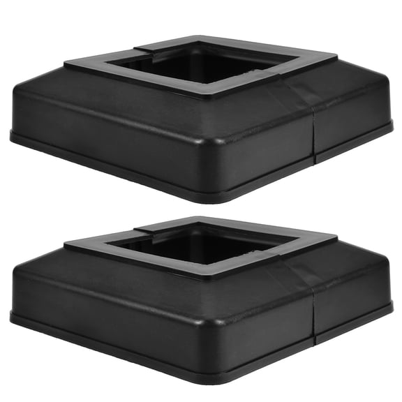 FRCOLOR 2Pcs Outdoor Post Caps Vinyl Fence Post Covers Black with Easy Install Design