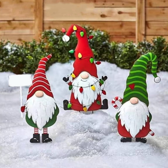 CIMAXIC Christmas Atmosphere Creation Garden Stake Iron 2Pcs Assorted Color
