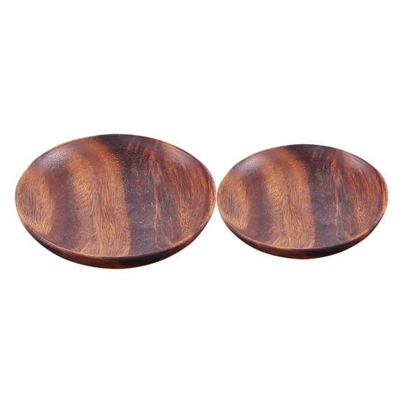 TAILTOSS Table Wares Snack Plate Acacia Mangium Wood 2Pcs 6X6X0.8In
