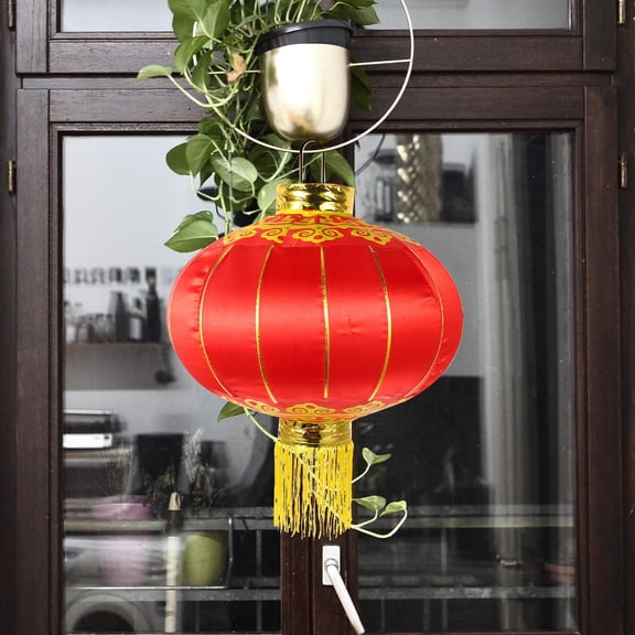 FRCOLOR 2Pcs Red Cloth Lanterns Chinese Style Festival Lantern Decor for Door and Wall Hanging