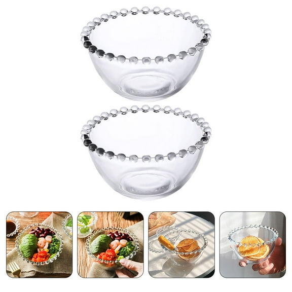 PAMINGONO Crystal Serving Bowl Glass Serving Family Members Casual Gatherings 2Pcs