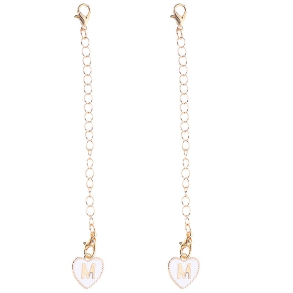 FRCOLOR White Letter Charm Keychain with Hanging Chain for Bags Backpacks Cups Decor 2Pcs