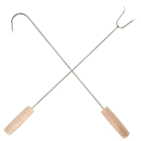 LABSERRON Pork Hook Wood Food Preparation 2Pcs 19.7X2.8X1.2In